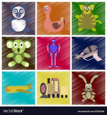 Assembly flat shading style icons kids toys vector image