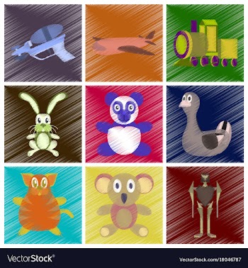 Assembly flat shading style icons kids toys vector image