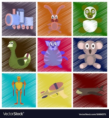Assembly flat shading style icons kids toys vector image