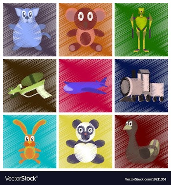 Assembly flat shading style icons kids toys vector image