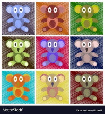 Assembly flat shading style icons koala toy vector image