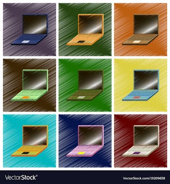 Assembly flat shading style icons laptop notebook vector image