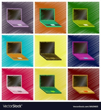 Assembly flat shading style icons laptop vector image