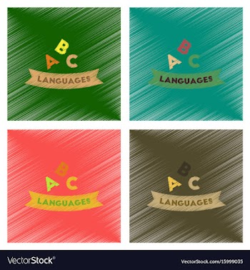 Assembly flat shading style icons letters vector image