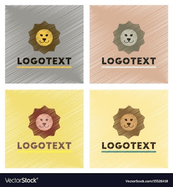 Assembly flat shading style icons lion logo vector image