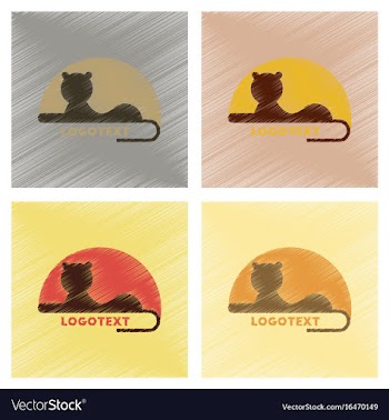 Assembly flat shading style icons lion logo vector image