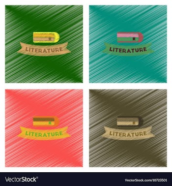 Assembly flat shading style icons Literature vector image