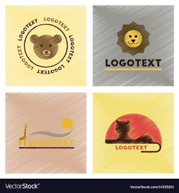 Assembly flat shading style icons logo bear lion vector image