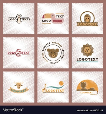 Assembly flat shading style icons logo bear lion vector image