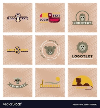 Assembly flat shading style icons logo bear lion vector image