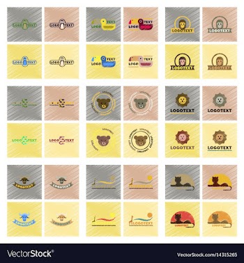 Assembly flat shading style icons logo bear lion vector image