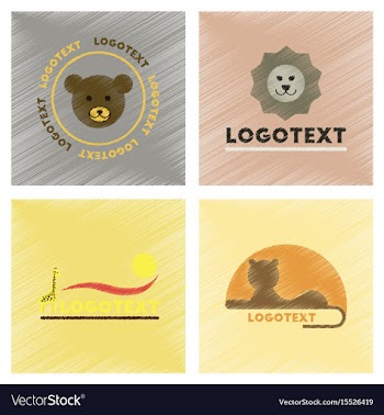 Assembly flat shading style icons logo bear lion vector image