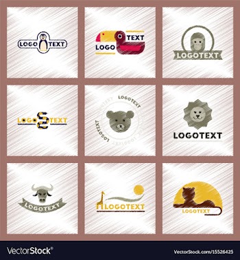 Assembly flat shading style icons logo bear lion vector image
