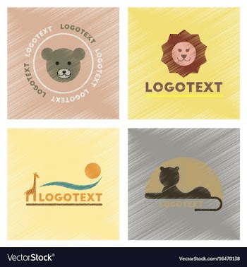 Assembly flat shading style icons logo bear lion vector image