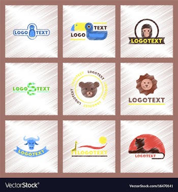 Assembly flat shading style icons logo bear lion vector image