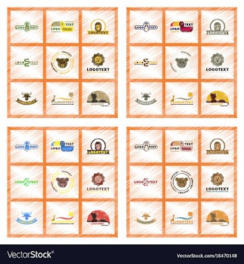 Assembly flat shading style icons logo bear lion vector image