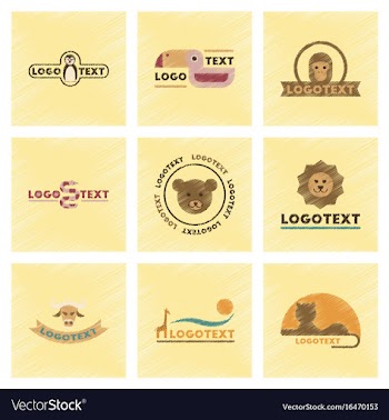 Assembly flat shading style icons logo bear lion vector image