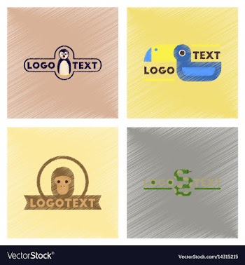 Assembly flat shading style icons logo penguin vector image