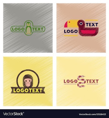 Assembly flat shading style icons logo penguin vector image