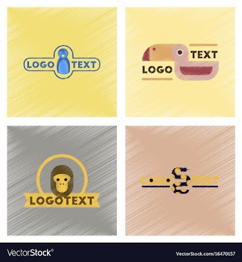 Assembly flat shading style icons logo penguin vector image