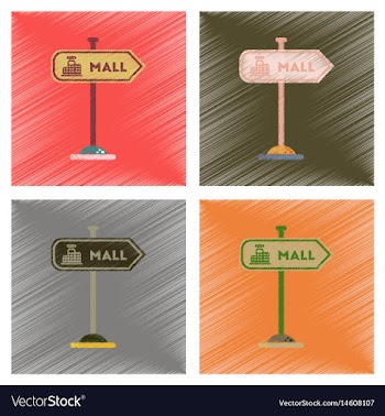 Assembly flat shading style icons mall sign vector image