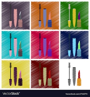 Assembly flat shading style icons mascara and vector image