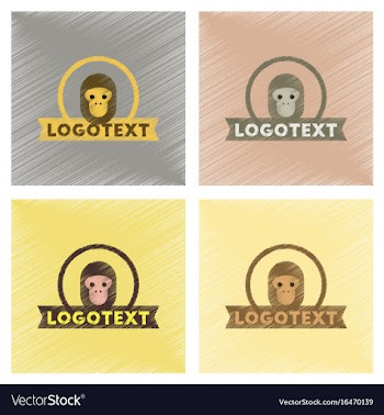 Assembly flat shading style icons monkey logo vector image