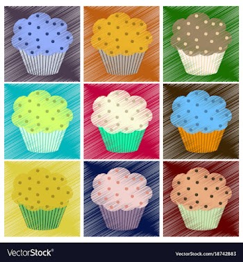 Assembly flat shading style icons muffin vector image