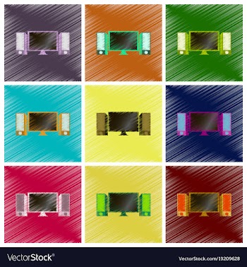 Assembly flat shading style icons music center vector image