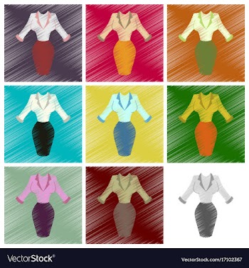 Assembly flat shading style icons office dress vector image