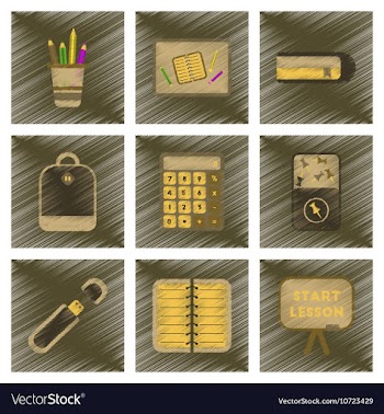 Assembly flat shading style icons office pins vector image
