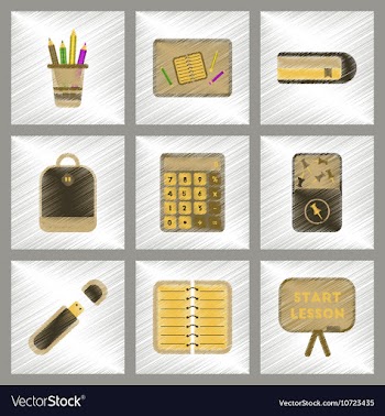 Assembly flat shading style icons office pins vector image