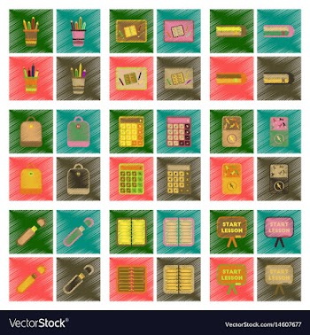 Assembly flat shading style icons office pins vector image