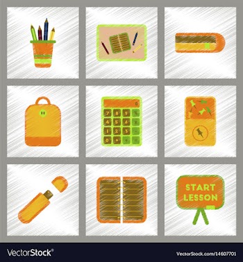 Assembly flat shading style icons office pins vector image