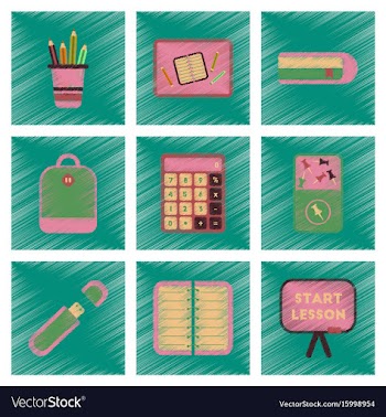 Assembly flat shading style icons office pins vector image