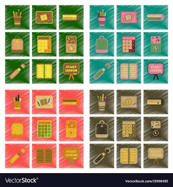 Assembly flat shading style icons office pins vector image