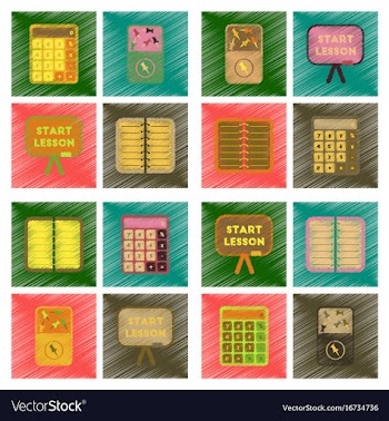 Assembly flat shading style icons office pins vector image
