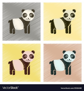 Assembly flat shading style icons panda bear vector image