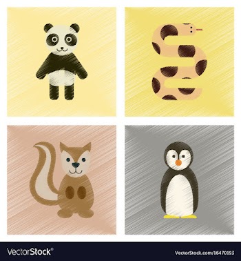 Assembly flat shading style icons panda bear vector image