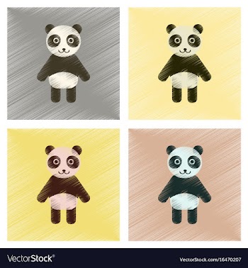 Assembly flat shading style icons panda bear vector image