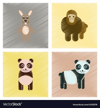 Assembly flat shading style icons panda monkey vector image