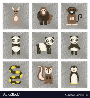 Assembly flat shading style icons panda monkey vector image