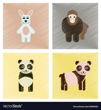 Assembly flat shading style icons panda monkey vector image