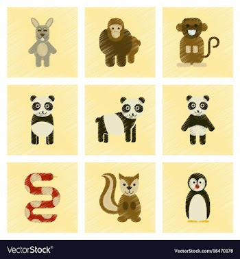 Assembly flat shading style icons panda monkey vector image