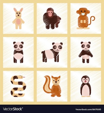 Assembly flat shading style icons panda monkey vector image