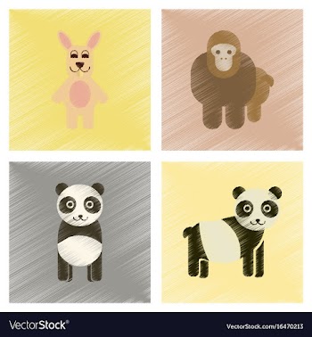 Assembly flat shading style icons panda monkey vector image