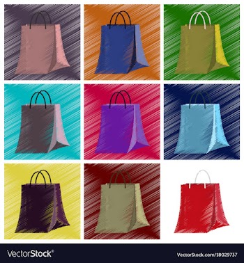 Assembly flat shading style icons paper bag vector image
