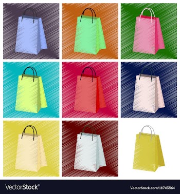 Assembly flat shading style icons paper bag vector image