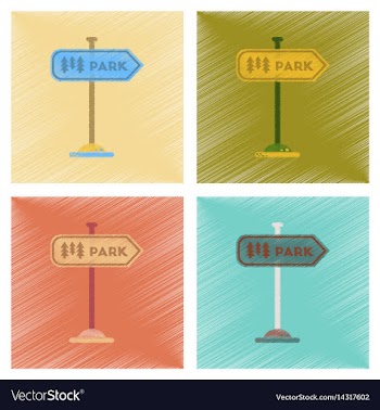 Assembly flat shading style icons park sign vector image
