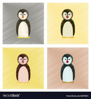 Assembly flat shading style icons penguin vector image